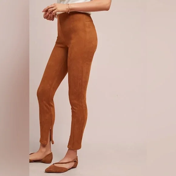 NEW Anthropologie Brown Faux Suede Leggings - Picture 3 of 7